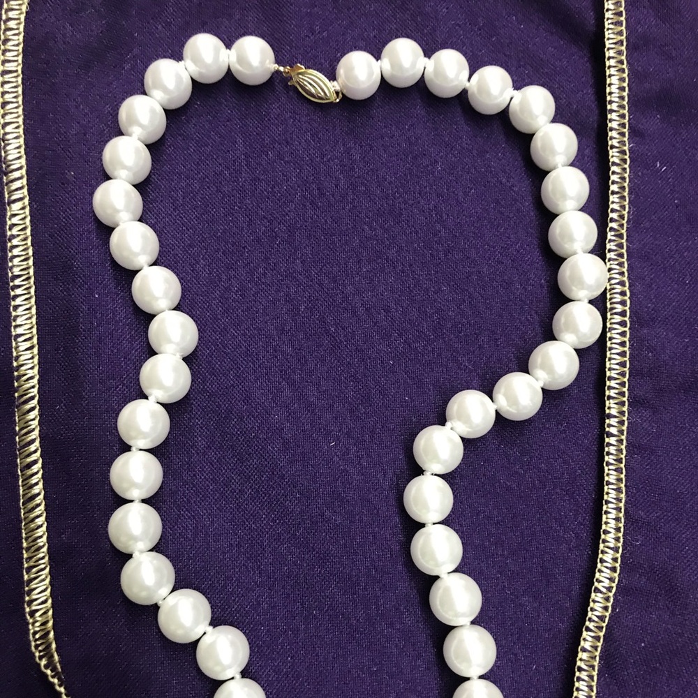 Pearl bead necklace 10mm 16 inches long
